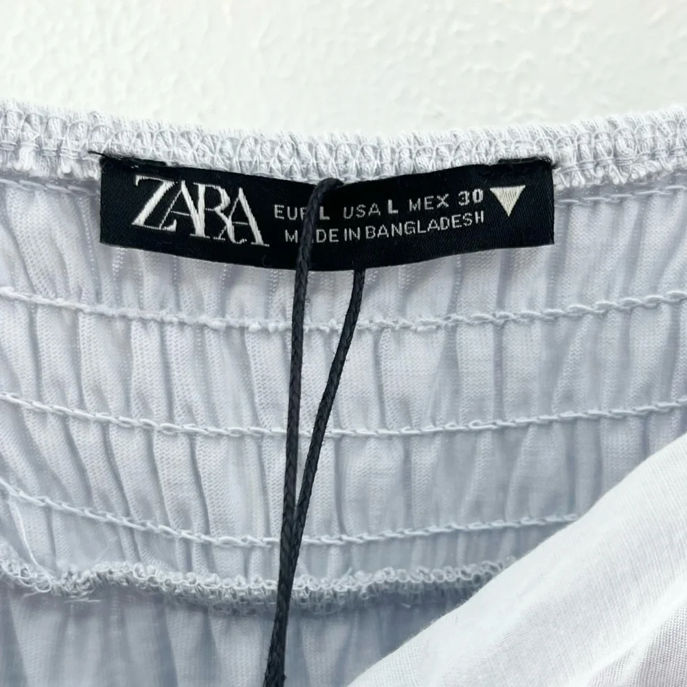 NWT Light Blue Zara Keyhole Gathered Flattering Front Women’s Large - Picture 8 of 9